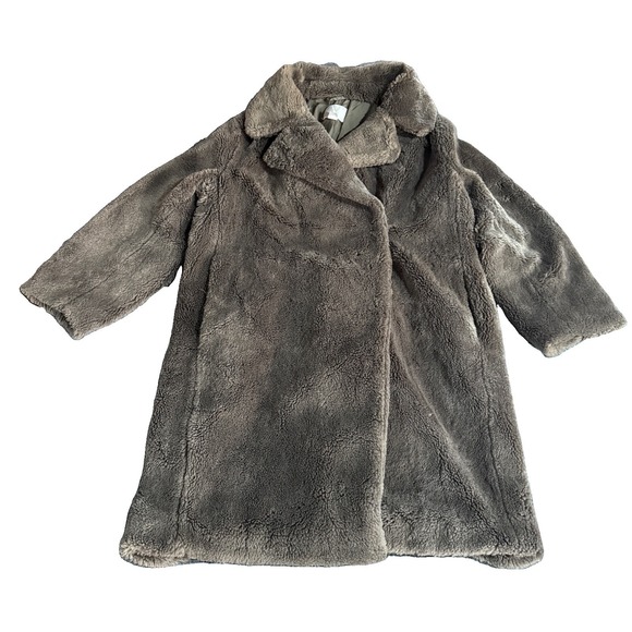 H&M Jackets & Blazers - H‎ & M Brown Fur Coat Faux Soft Pockets Size Women's L Large Teddy